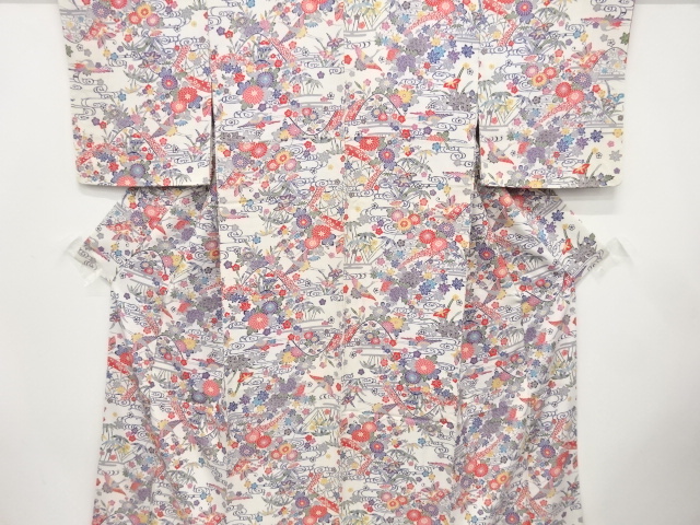 JAPANESE KIMONO / KOMON / KATAZOME / CRANE & BUTTERFLY